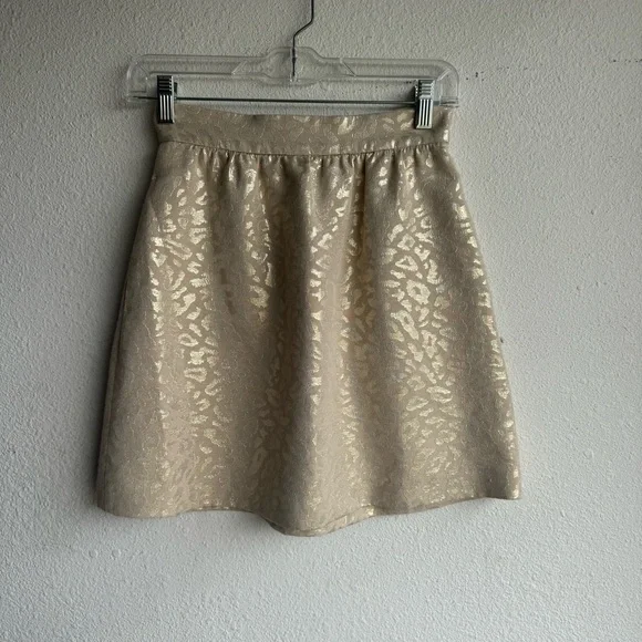 Sezane Jupe Alphonsine Golden Leopard Metallic Jacquard Mini Skirt size 2 - Picture 4 of 8